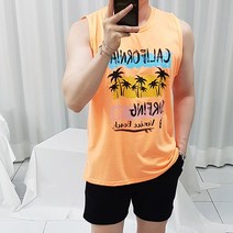 로니케이 캘리포니아 프린팅 여름 민소매 나시 티셔츠