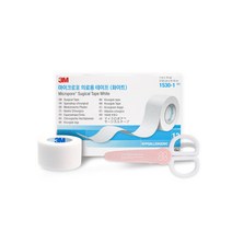3M 마이크로포 의료용 테이프1530-1 화이트 1박스(12개) + 반창고닷컴 안전가위, 마이크로포 1