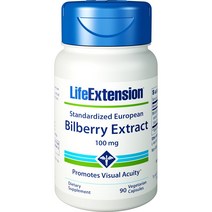라이프익스텐션 스탠더다이즈드 유러피안 빌베리 추출물 100mg 베지테리안 캡슐, 90개입, 1개