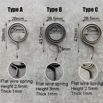인장스프링 스텐인장스프링 금형 28mm 플랫 와이어 도어 잠금 핸들 스프링 코일 타입 A B c용, Type B-5pcs