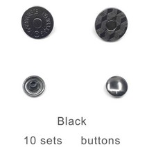 (10 대/몫) 14mm-18mm 얇은 자석 단추 가방 버클 지갑 금속 스냅 걸쇠, 10 sets black, 18mm