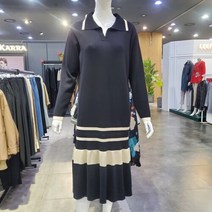 막스카라 [막스카라]카라넥 러플 포인트 니트 롱 원피스 M23QKO