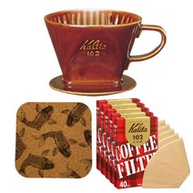 Kalita 세라믹 드리퍼 칼리타 커피 필터 200개 및 도쿄 뷰티 시크릿 오리지널 코르크 코스터 세트 (브라운 102.185(2-4컵)) 제네릭(Generic), 102.185(2-4 cups)_Brown