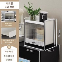 홈카페장 디귿수납장 블랙 모듈 틈새 슬라이딩 철제 슬림 수납장, I.도어형 아크릴 수납선반-대형