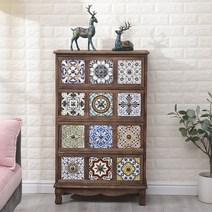 원목 3단 서랍장 레트로 클래식 오동나무 틈새 약장스타일 엔틱 4단 5단, 12각 격자 A 세로