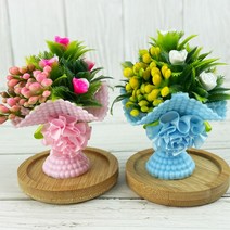 납골당 봉안당장식 미니 조화 화분 미니어쳐 성묘꽃 2P, A세트(분홍/파랑), 1세트