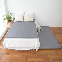 3단 접이식 마약 매트리스 원룸 침대 토퍼 바닥 딱딱한 단단한 수면매트 잠웰, 퀸(145x200), 블루
