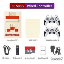 레트로 휴대용 게임기 오락실 비디오 게임 콘솔 4K UHD 하이퍼 베이스 FC 박스 pt.500g HDD PSPPS1N64DC3DOMAMENDS 53000 + 컨트롤러 포함, 02 AU, 02 FC-500G-218W-2