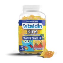 Vital Vitaldin Multivitamine Kids Gummies- 11 개의 비타민과 미네랄이있는 어린이 보충제 -70 개의 구미 사탕 (1 개월 동안 공급); 맛 모듬, 4개