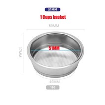 커피 캡슐 재사용 리필 51mm 스테인리스 스틸 압력 필터 파우더 컵 보울 이탈리아 가정용 커피 머신 핸들, 04 1 cups
