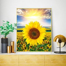 세잔느화실 홈데코 NEW 해바라기 그림 캔버스액자 골드 알루미늄 액자 거실 승진선물 집들이선물, 알루미늄 골드프레임, 15호(69cmX78cm)
