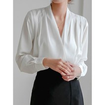 럭셔리 오피스룩 여성 정장세트 우아한 넥 새틴 블라우스 2022 봄 가을 전체 소매 캐주얼 오피스웨어 패션 셔츠 탑스
