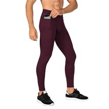 ABTIOYLLZ 남성용 운동용 레깅스 압축 러닝 팬츠 지퍼 포켓 쿨 드라이 운동 체육관 베이스레이어 타이츠 1팩#블랙키쉬 그린#70 Small [미국 직배송], 1 Pack-wine Red 70