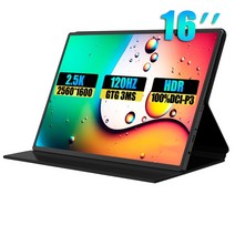 PC받침대 16 인치 2.5k 120hz 휴대용 모니터 25601600 16:10 pc mac xbox ps45 스위치용 100srgb 480cdm² 모바일 디스플레이 게임, 접이식 스탠드 포함, 영국 플러그
