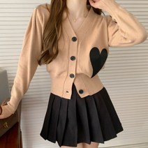 오픈 하트 카라 브이넥 패치 남방 여성 가디건 데일리 상의 꽃무늬 코디 패션 여자 쉬폰 니트 블라우스 정장 숄드
