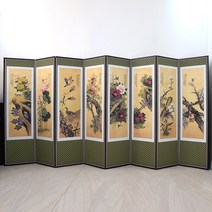 향림공예 8폭 고화화조도 반야 병풍 제사용 양면 수공예품, 1개