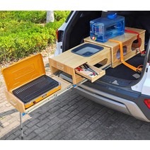 SHIWAGIN Overland Kitchen 서랍이 있는 차량 캠핑 테이블 SUV/트렁크 침대/보관용 최대 2개의 버너 캠프 스토브 접이식 풀아웃 풀아웃, Left side