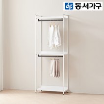 동서가구 디넬 시스템행거 조립식 800 철제 드레스룸 2단 행거 옷장 DF923364, 그레이