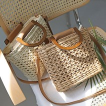 데일리 라탄 토트백 왕골가방 라피아백 라탄백 코바늘 여름가방 라탄 크로스백 라탄가방 코바늘 네트백 아이보리 모카