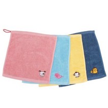 어린이집 생일선물 귀요미 고리 수건 4종, 청록, 노랑, 핑크, 하늘, 1세트
