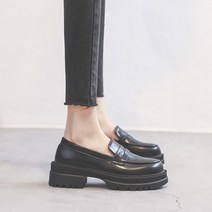 5CM 통굽 단화 로퍼 키작녀 가을 편한 발볼넓은 구두 펌퍼스