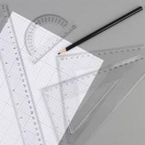 수학 준비물 제도 삼각자 직자 각도기 4종 세트