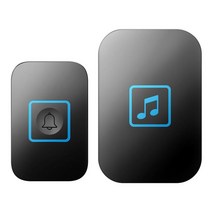 THE VEDO SHOP 무선 차임 초인종 60 멜로디 1 송신기 1 EU 플러그인 수신기, 다른, 블랙