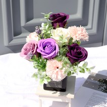 블뤼엔 비누꽃 스퀘어 센터피스, 퍼플, 1세트