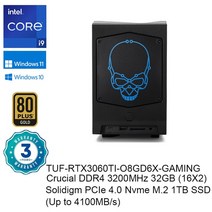 인텔 NUC 코어 i9-12900 프로세서 5.1GHz UHD 그래픽 770 썬더볼트 4 와이파이 6E 블루투스 5.2 게임 PC 데스크탑 NUC12DCMi9, Core i9-12900, 미국, [05] 32GB 1TB RTX3060TI, 32GB 1TB RTX3060TI