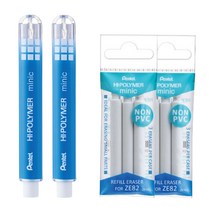 펜텔 아인 minic 미니 슬라이딩 지우개 NON-PVC ZE82 본품 2개 + 리필 2개, 블루 (아인 미닉 본품 2개 + 리필 2개)