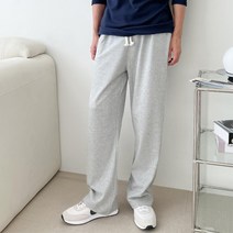 캐주얼 일상룩 남자 순면 통와이드 밴딩팬츠 2컬러