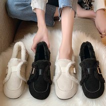 쉐일라 플리스 뽀글이 후리스 퍼 트리밍 겨울 스웨이드 로퍼 버클 여자 귀여운 단화 퍼슈즈 플랫 빈티지 캐주얼 구두 푸들퍼 털신 1cm 230 235 240 245 250mm