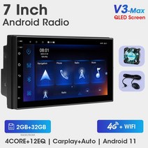 Srnubi 차량용 멀티미디어 플레이어 VW 닛산 현대 도요타 CRV 기아용 안드로이드 11 7 인치 스테레오 카플레이 자동 2din DVD 4G, V3maxMIC