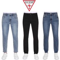 게스(Guess) 게스 남자 청바지 일자핏 스판진 데님 미디엄블루 연청 블랙진