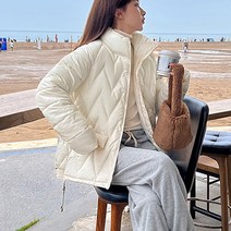 퀄팅 누빔 여성 숏 패딩 하이넥 점퍼 겨울 아우터