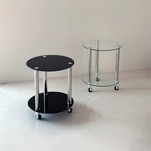 Marzon 원형 쇼파 사이드 테이블 이동식 침대 보조 테이블, 투명