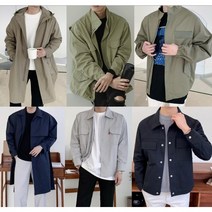 남자 봄 가을 루즈핏 오버핏 후드야상 사파리 필드자켓 트러커 면자켓 숏야상 트렌치코트 간절기 아우터 6종