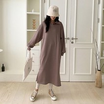 브이와이 여자 긴팔맨투맨 사이드슬릿 FW 롱원피스