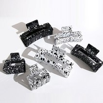 당일발송 008 크로우캐년 패턴 사각 헤어 집게핀 화이트/블랙 10.5cm 9.5cm 5cm