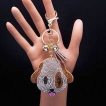 열쇠고리 키 링즈 여자를위한 패션 치와와 강아지 크리스탈 키 체인 가방 액세서리 옐로우 골드 컬러 열쇠, 11 D GD