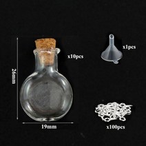 [케이로] 473119 코르크 마개가 있는 소형 미니 유리병 항아리 100 개 아이 나사 및 1 작은 깔때기 DIY 보석 만들기 5-10, 9HA set
