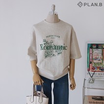 플랜비 7부 레터링 나염 맨투맨 티셔츠 P2303TS028A