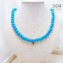 364days 쨍한 비비드 하늘색 목걸이 임영웅팬 아크릴 터키석 여름색상 포인트 구슬목걸이 비즈목걸이 스카이블루 코디 여름 연예인 목걸이