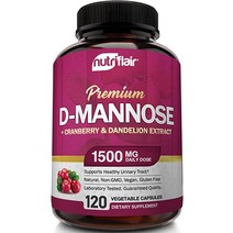 NutriFlair 디만노스 1200mg 120포켓 - 크랜베리 및 민들레 겸용 천연 요로 건강 UTI지원 최고의 파우더 물 제거 포켓 해독 여성 남성용