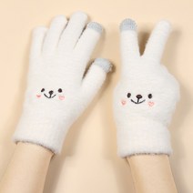 스마트폰 터치 손가락 장갑 귀여운 따뜻한 동물 캐릭터 보온 털 니트 여학생 선물 장갑