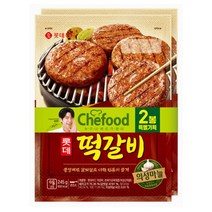 롯데 쉐푸드 떡갈비 245gx2개/냉동 에어프라이어 국산 갈빗살 의성마늘 명절 반찬 술안주 도시락 햄버거 간식 야식 홈파티음식, 1봉지