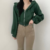 VANAVNA2 여성 데일리 베이직 꾸안꾸 기모 원지퍼 크롭 포켓 후드집업 5color