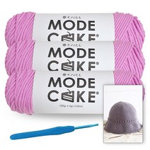[니뜨] 모드케이크(100g) 뜨개실x3볼+메릴버킷햇도안+모사용코바늘 7/0호(4.0mm), 27_핑크바이올렛