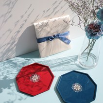 다소반 8각 나전칠기 미니 자개트레이 쟁반 옻칠 외국인 선물 답례품, 보자기포장, 블루