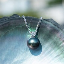 진주 목걸이 세트 연예인 Naugem10K 화이트 골드 1213mm 천연 Tahitian 블랙 모이사 다이아몬드 펜던트 주얼리 도매
